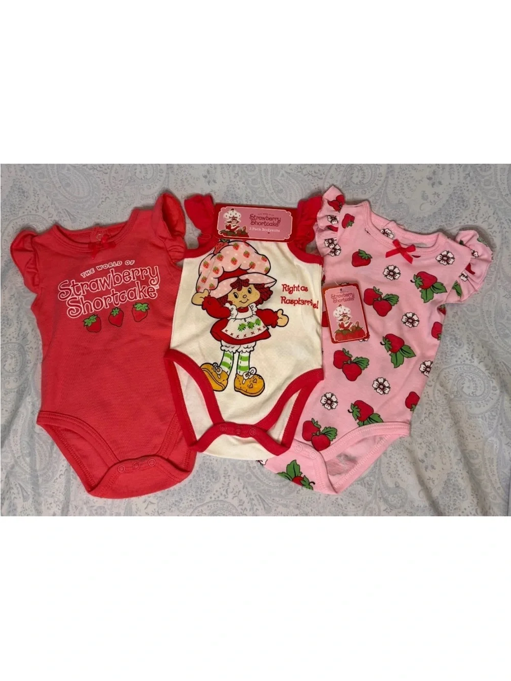 Strawberry Shortcake Infants Pink & Red One-Piece Bodysuit 3 piece Set